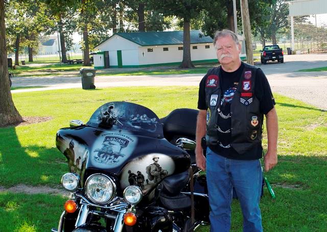 Military tribute bike & owner.